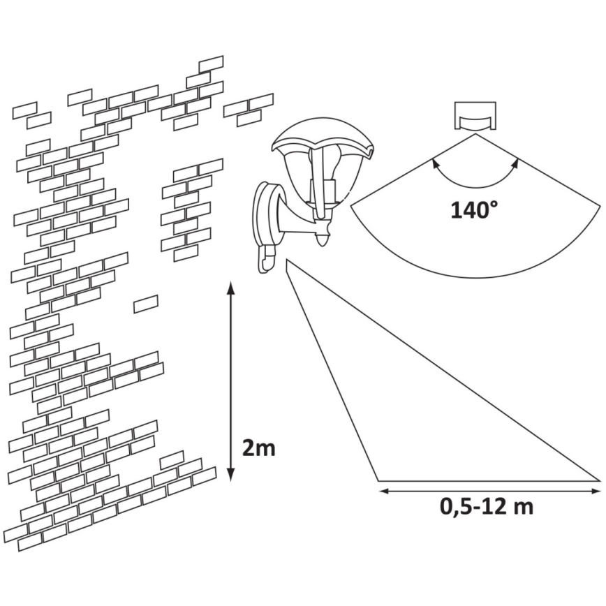 Rabalux - Φως εξωτερικού χώρου με αισθητήρα 1xE27/40W/230V IP44