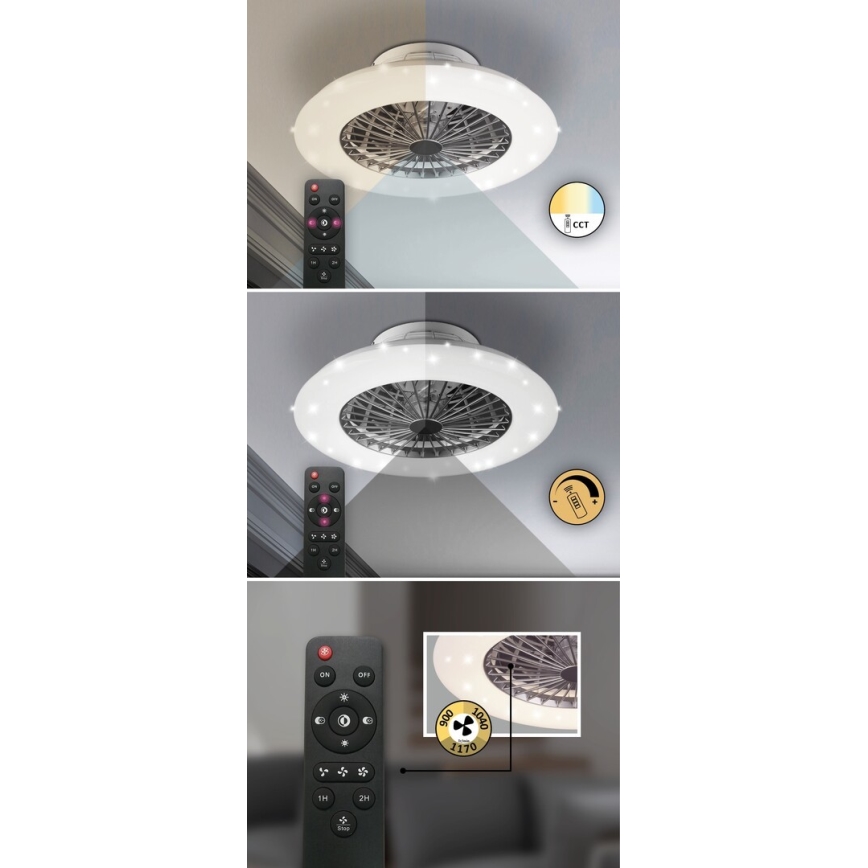 Rabalux - Dimmable Φωτιστικό οροφής LED με ανεμιστήρα LED/30W/230V + RC 3000-6500K