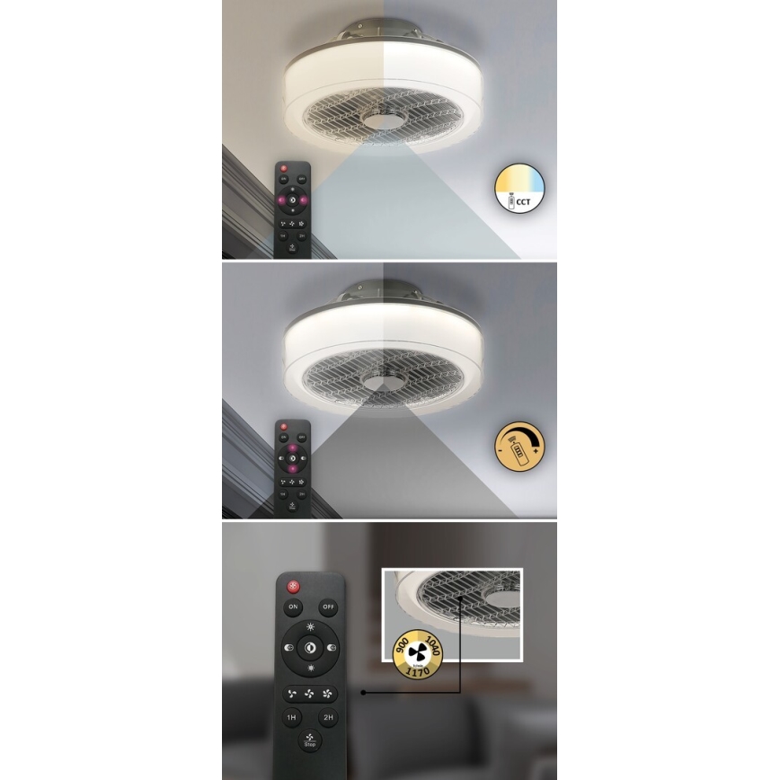 Rabalux - Ρυθμιζόμενο LED φωτιστικό οροφής με ανεμιστήρα LED/30W/230V 3000-6000K + τηλεχειριστήριο