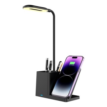 Rabalux - LED Dimmable επιτραπέζιο φωτιστικό με ασύρματη φόρτιση QI LED/4W/5V 3000/4000/6500K μαύρο