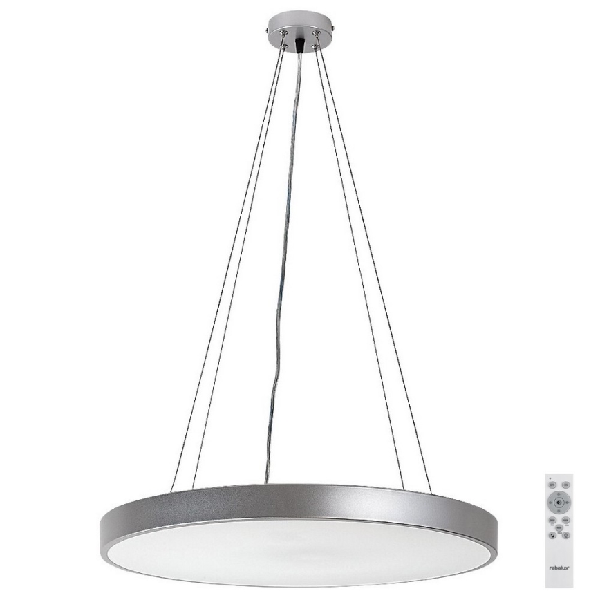 Rabalux - Led Dimmable κρεμαστό φωτιστικό οροφής LED/60W/230V ασήμι 3000-6000K + τηλεχειριστήριο