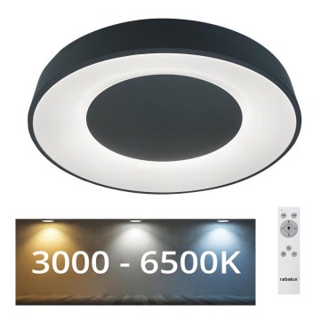 Rabalux - LED Dimmable φωτιστικό οροφής LED/38W/230V μαύρο 3000-6500K + τηλεχειριστήριο διάμετρος 48 cm
