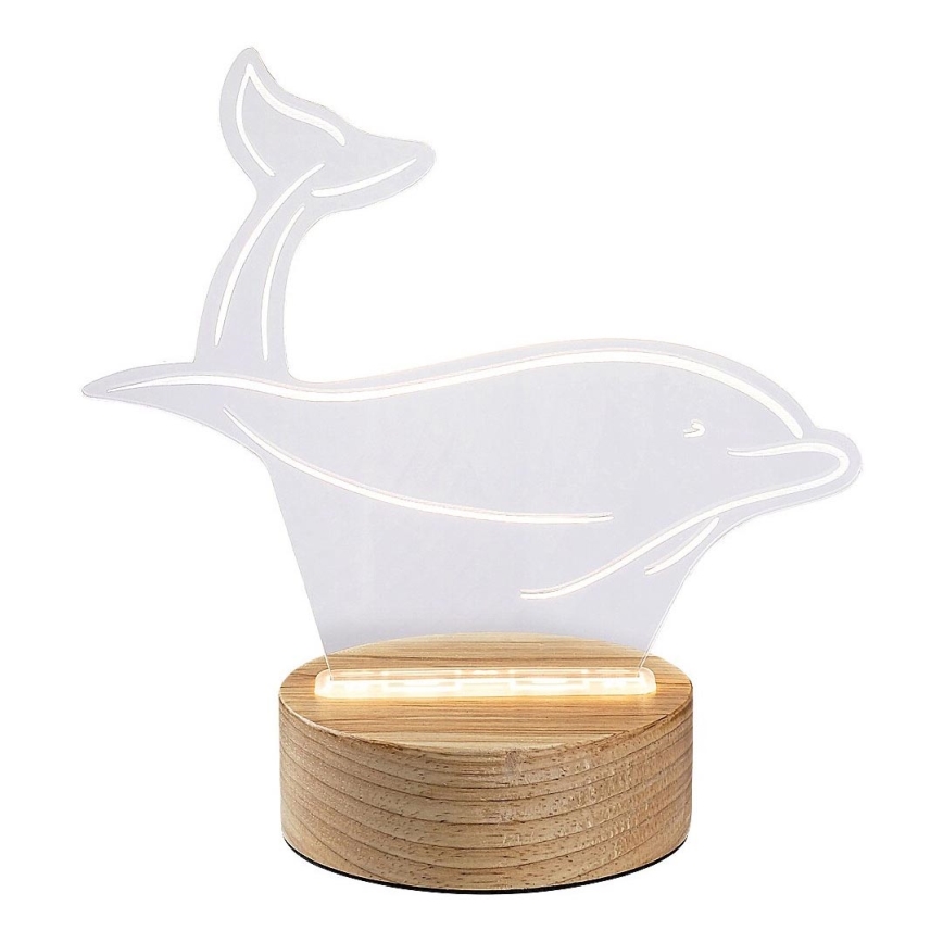 Rabalux - Παιδικό επιτραπέζιο φωτιστικό LED/2W/5V 3000K δελφίνι, χρώμα οξιάς