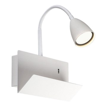 Rabalux - Λάμπα τοίχου με ράφι και USB port 1xGU10/25W/230V λευκό