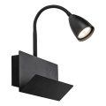 Rabalux - Λάμπα τοίχου με ράφι και USB port 1xGU10/25W/230V μαύρο