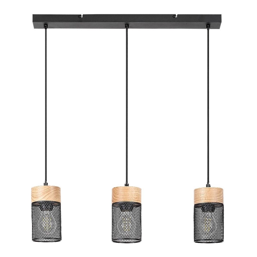 Rabalux - Πολύφωτο με συρματόσχοινο 3xE27/25W/230V οξιά