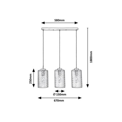 Rabalux - Πολύφωτο ράγα 3xE27/40W/230V