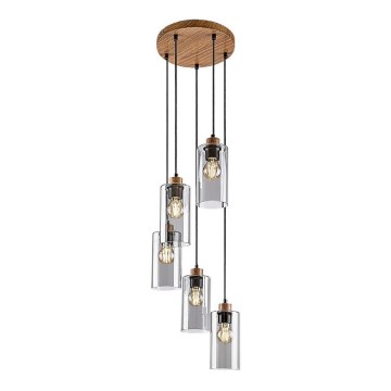 Rabalux - Φωτιστικό οροφής με καλώδιο 5xE27/25W/230V δρυς