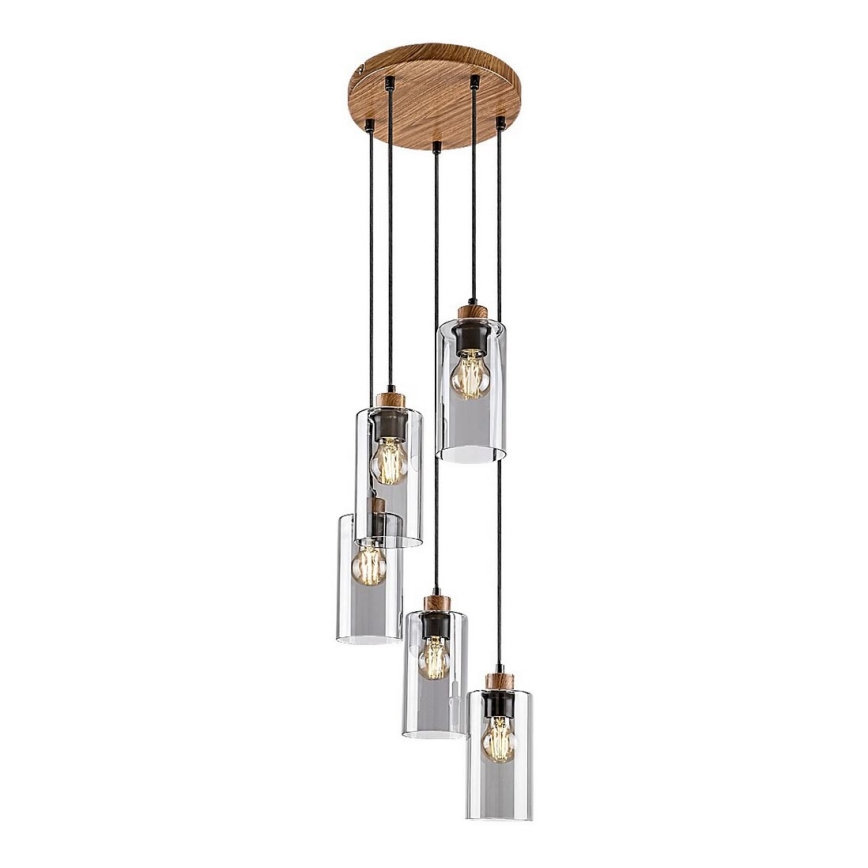 Rabalux - Φωτιστικό οροφής με καλώδιο 5xE27/25W/230V δρυς