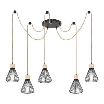 Rabalux - Φωτιστικό οροφής με καλώδιο 5xE27/40W/230V αράχνη μαύρο/οξιά
