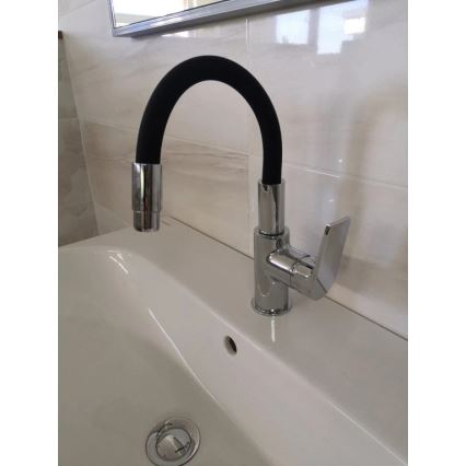 RAV Slezák CO119.0/15 - Μπαταρία νεροχύτη με ευέλικτο ρουξούνι COLORADO 25 cm μαύρο/γυαλιστερό χρώμιο