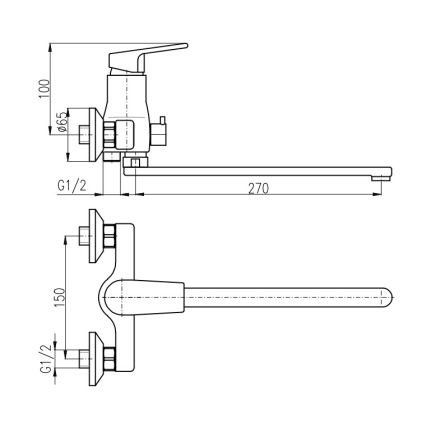 RAV Slezák CO153.5CMATZ - Μπαταρία μπανιέρας COLORADO μαύρη/χρυσή