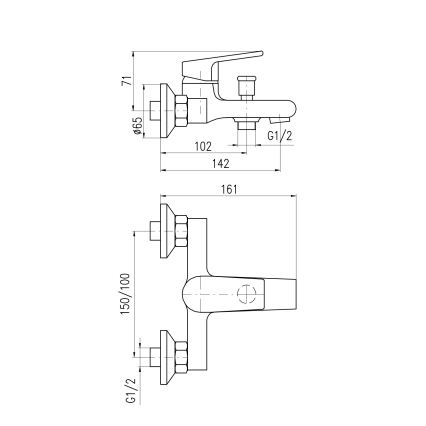 RAV Slezák CO154.5CMATZ - Μπαταρία μπανιέρας COLORADO μαύρη/χρυσή