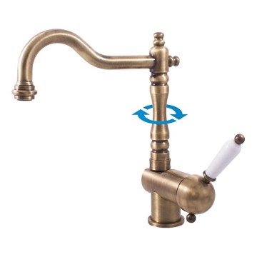 RAV Slezák L508.0/8SM - Μπαταρία νεροχύτη/νιπτήρα LABE RETRO 25,6 cm σε παλαιωμένο ορείχαλκο