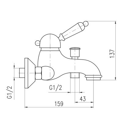 RAV Slezák L554.5CMAT - Μπαταρία μπανιέρας LABE RETRO 13,7 cm, ματ μαύρη