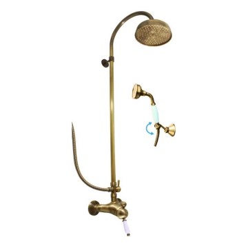 RAV Slezák L581.5/3SM - Σετ ντους με μπαταρία LABE RETRO σε φινίρισμα παλαιωμένου ορείχαλκου