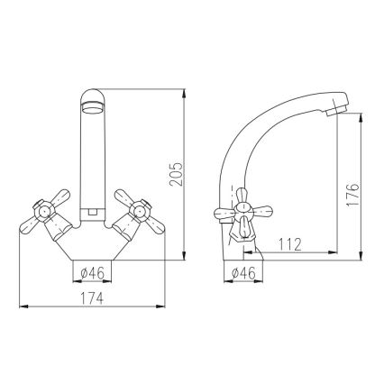 RAV Slezák MK120.0/2 - Μπαταρία νιπτήρα MORAVA 20,5 cm σε γυαλιστερό χρώμιο