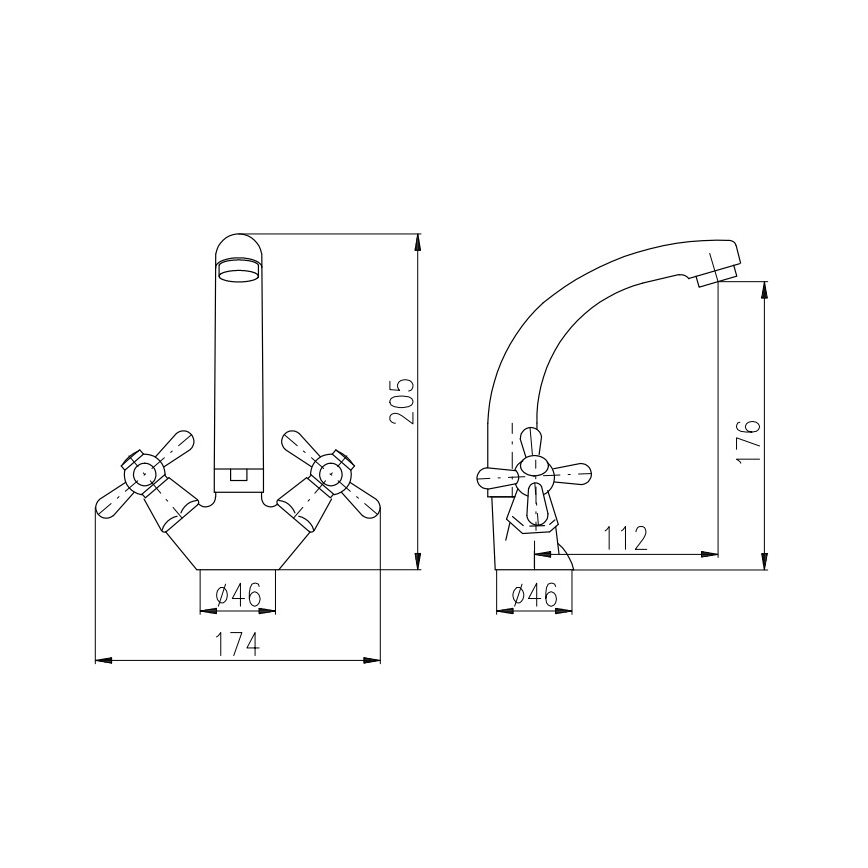 RAV Slezák MK120.0/2 - Μπαταρία νιπτήρα MORAVA 20,5 cm σε γυαλιστερό χρώμιο