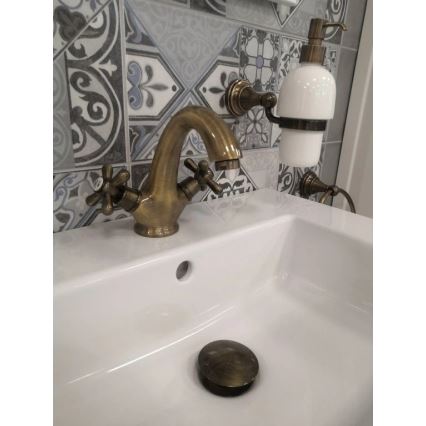 RAV Slezák MK128.0SM - Μπαταρία νιπτήρα MORAVA RETRO 16 cm σε παλαιωμένο ορείχαλκο