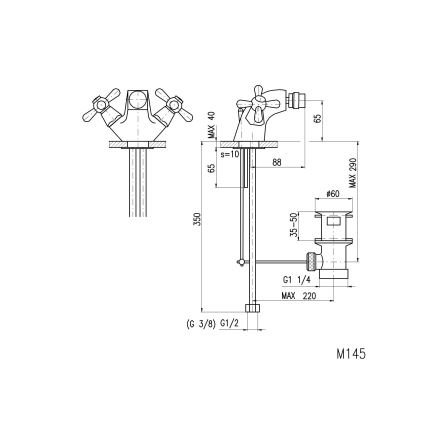 RAV Slezák MK145.0 - Μίκτης μπιντέ + βαλβίδα αποχέτευσης MORAVA 6,5 cm γυαλιστερό χρώμιο