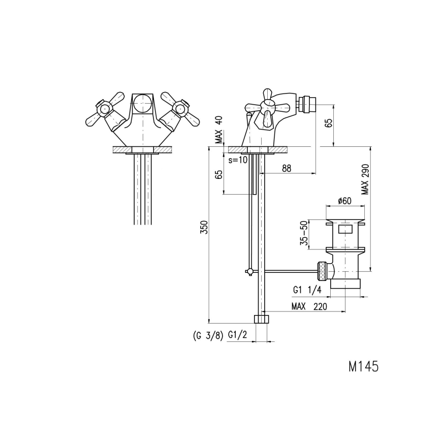 RAV Slezák MK145.0 - Μίκτης μπιντέ + βαλβίδα αποχέτευσης MORAVA 6,5 cm γυαλιστερό χρώμιο