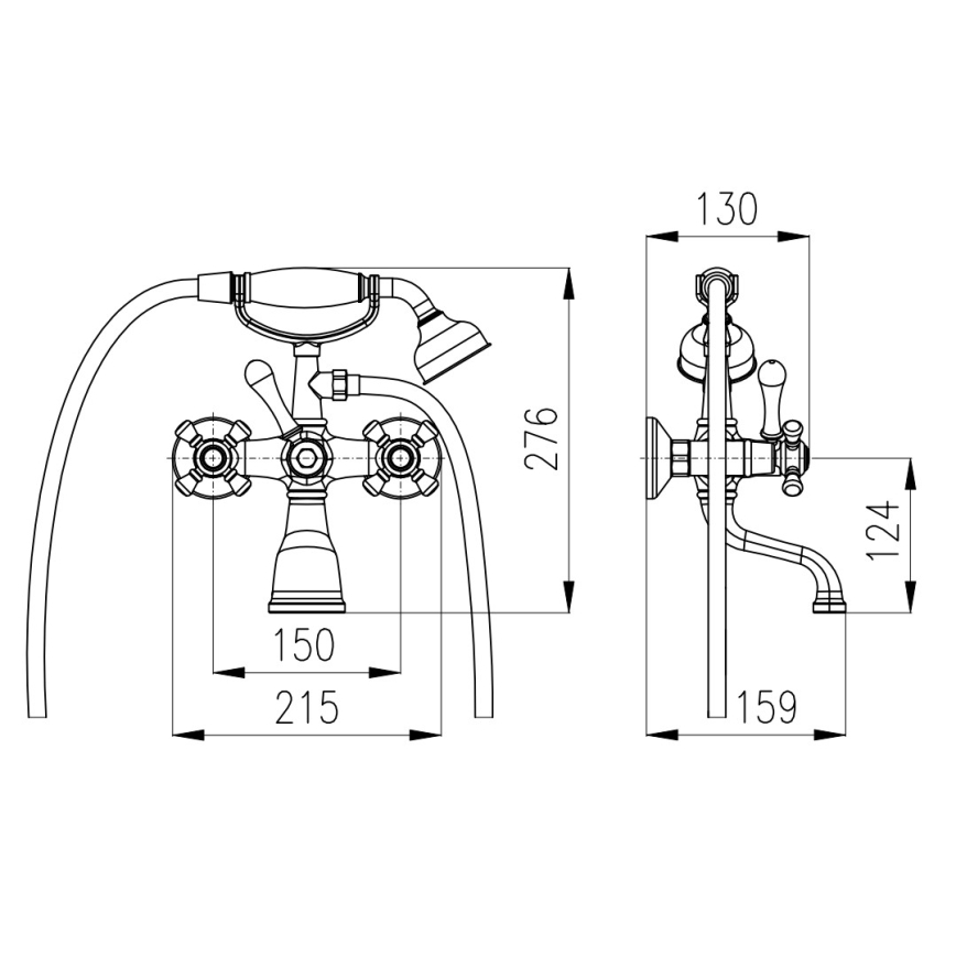 RAV Slezák MK159.5/2SM - Σετ μπανιέρας με μπαταρία MORAVA RETRO, φινίρισμα παλαιωμένου ορείχαλκου
