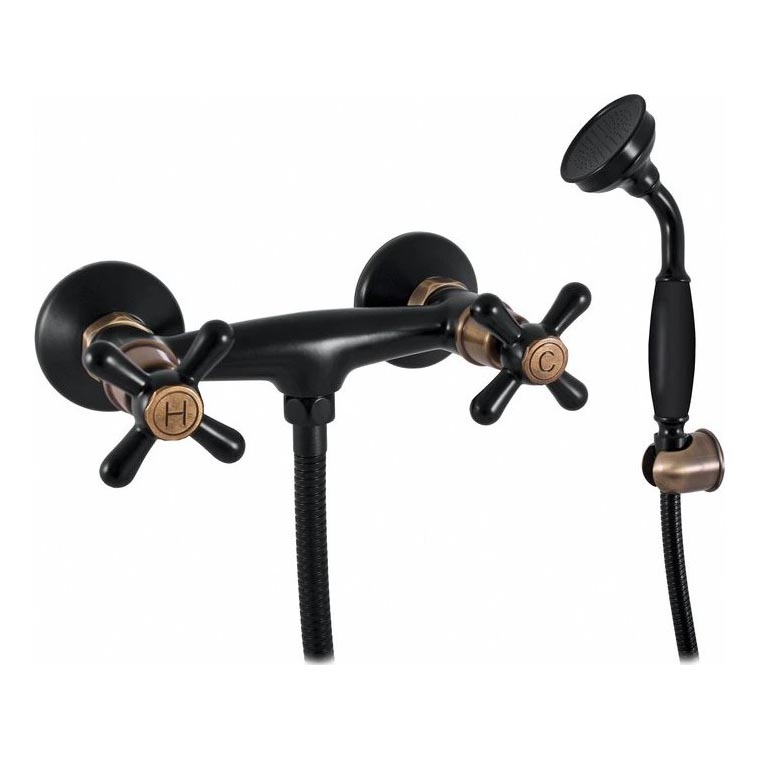 RAV Slezák MK180.5/1CMATSM - Σετ ντους με μπαταρία MORAVA RETRO μαύρο/ορείχαλκος