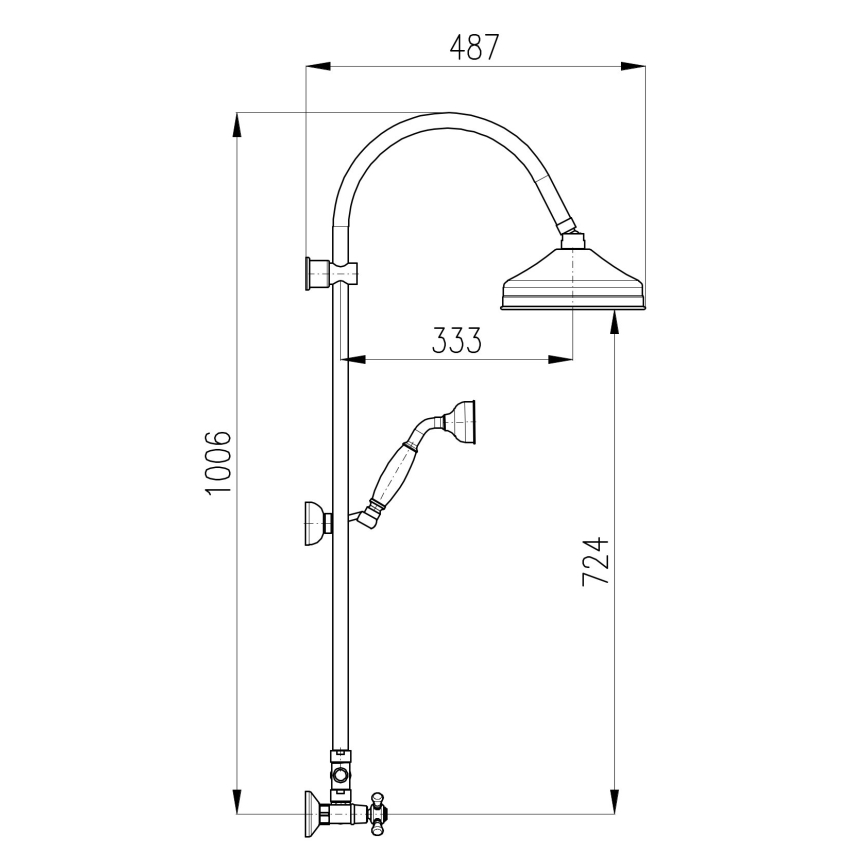 RAV Slezák MK181.5/3SM - Σετ ντους με μίκτη MORAVA RETRO σε παλαιωμένο ορείχαλκο