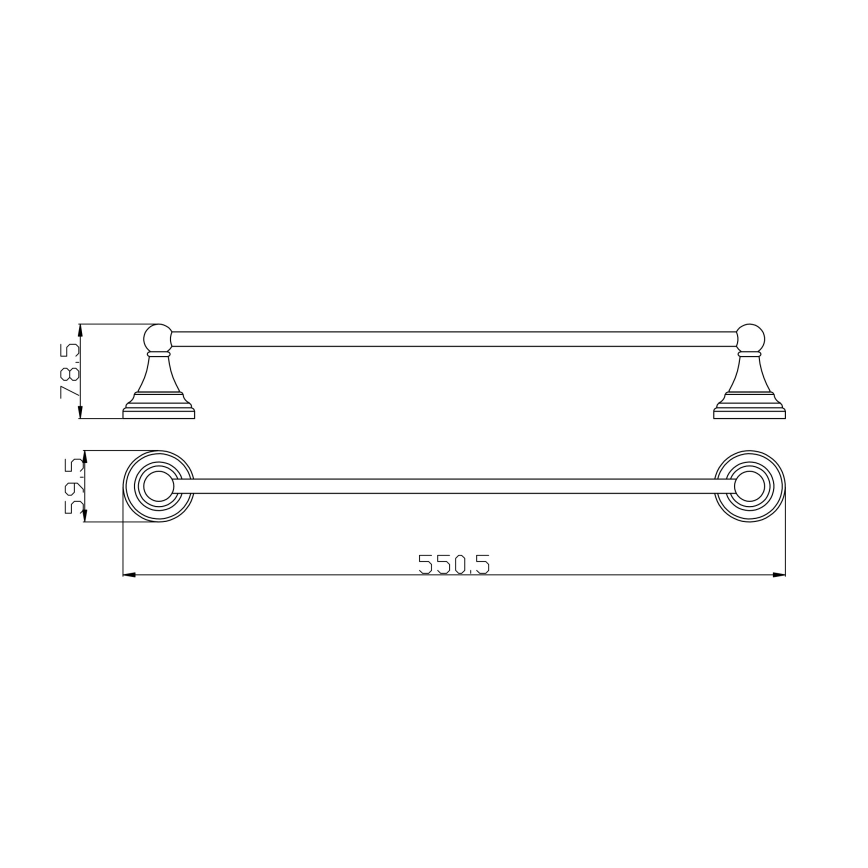 RAV Slezák MKA0701/55SM - Επιτοίχια κρεμάστρα για πετσέτες MORAVA RETRO 55 εκ. σε αντικέ ορείχαλκο