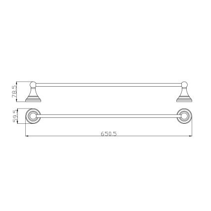 RAV Slezák MKA0701/65SM - Επιτοίχια κρεμάστρα πετσετών MORAVA RETRO 65 εκ., σε παλαιωμένο ορείχαλκο