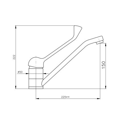 RAV Slezák MS605.0 - Μίκτης νιπτήρα με ιατρικό μοχλό MISSISSIPPI 22,2 cm σε γυαλισμένο χρώμιο
