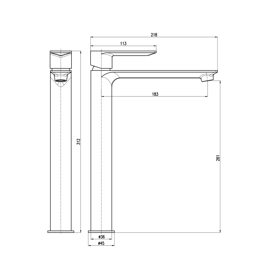 RAV Slezák NL130.0CMAT - Μπαταρία νιπτήρα NIL 31,2 cm ματ μαύρο
