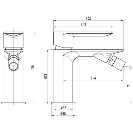 RAV Slezák NL144.0CMAT - Μπαταρία μπιντέ NIL 13,6 cm ματ μαύρο