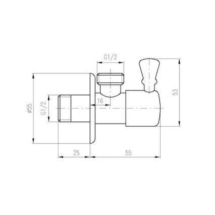 RAV Slezák RV0112Z - Γωνιακή βαλβίδα RETRO σε γυαλιστερό χρυσό