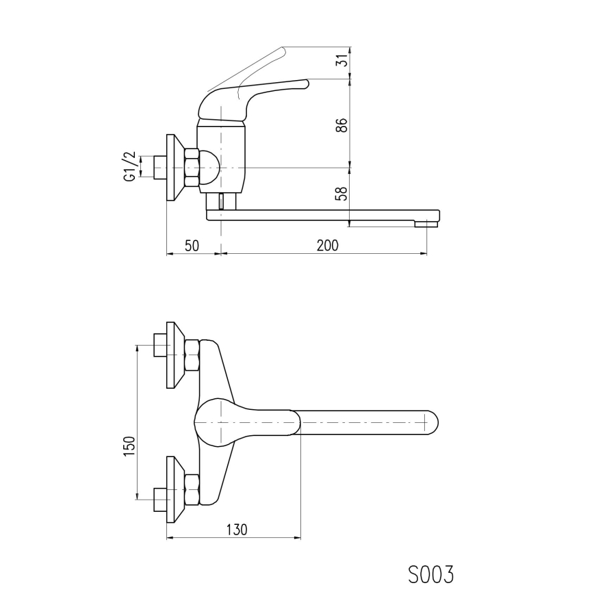 RAV Slezák SA001.5/23 - Μπαταρία νεροχύτη/νιπτήρα SAZAVA σε γυαλιστερό χρώμιο