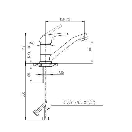 RAV Slezák SA015.0 - Μπαταρία νιπτήρα SAZAVA 15 cm γυαλιστερό χρώμιο