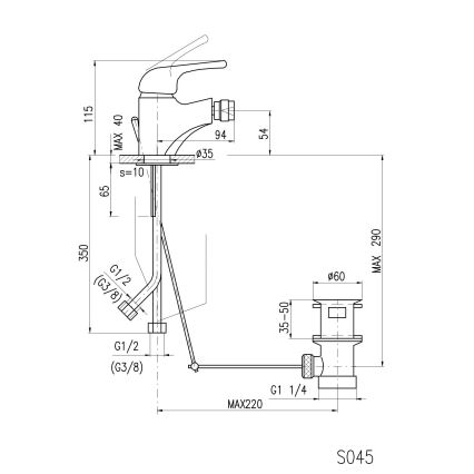 RAV Slezák SA045.0 - Μπαταρία μπιντέ με αναδυόμενο βύσμα SAZAVA 11,5 cm, γυαλιστερό χρώμιο