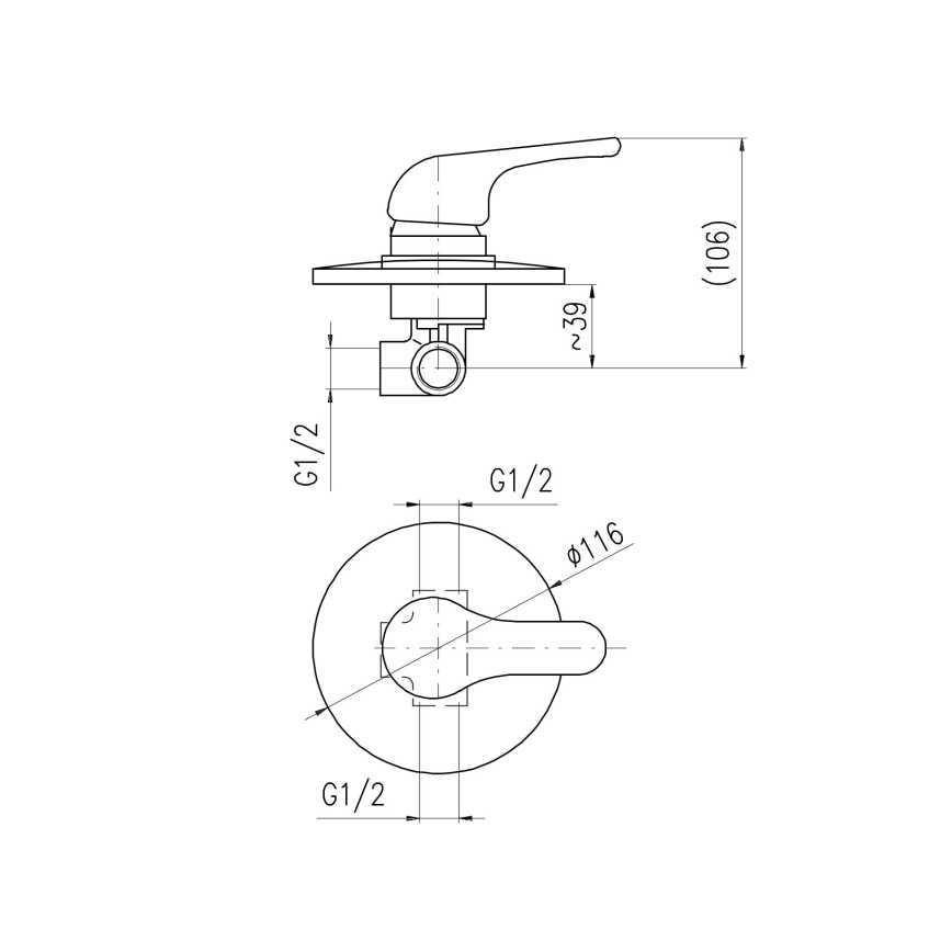 RAV Slezák SA083 - Μίκτης ντους για εντοιχιζόμενη εγκατάσταση SAZAVA, γυαλιστερό χρώμιο