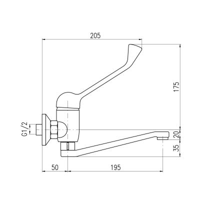 RAV Slezák SA601.5/26 - Μίκτης νιπτήρα με ιατρική λαβή SAZAVA 23 cm γυαλιστερό χρώμιο