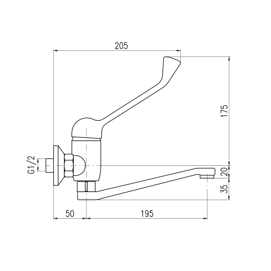 RAV Slezák SA601.5/26 - Μίκτης νιπτήρα με ιατρική λαβή SAZAVA 23 cm γυαλιστερό χρώμιο