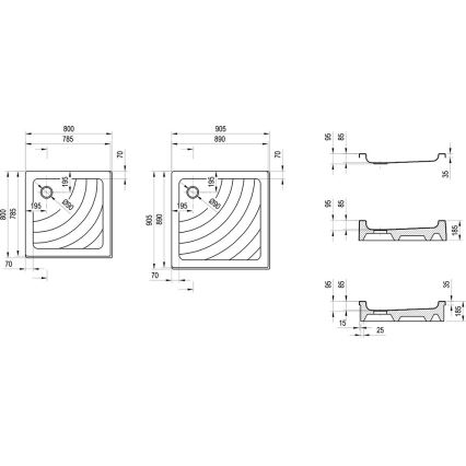 Ravak A007701120 - Τετράγωνος δίσκος ντους ANGELA 90x90 cm λευκός