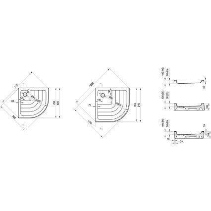 Ravak A207001120 - Τεταρτοκυκλική βάση ντους RONDA 90x90 cm λευκή