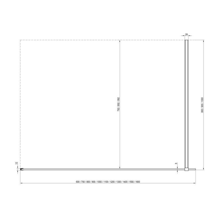 Ravak GW9WA030SZ1 - Καμπίνα ντους WALK-IN 100x200 cm μαύρη