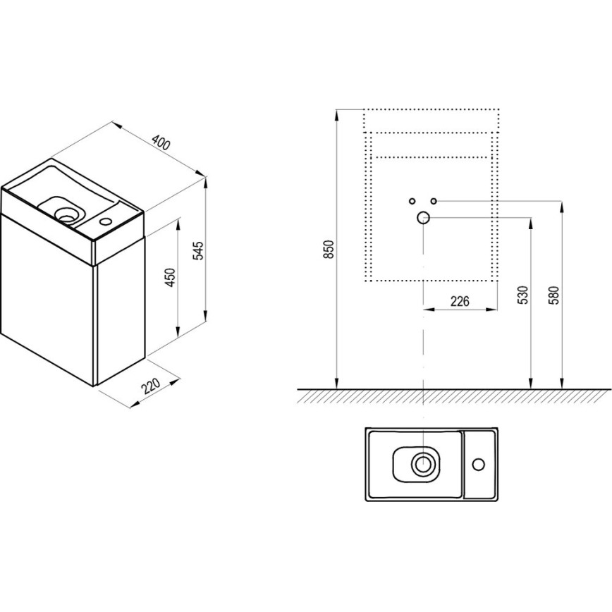 Ravak X000001386 - Ντουλάπι μπάνιου κάτω από τον νιπτήρα VEDA 54,5x40 εκ. λευκό