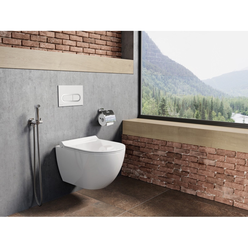 Ravak X01516 - Επιτοίχια λεκάνη WC UNI CHROME κεραμική/λευκή