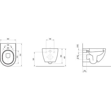 Ravak X01516 - Επιτοίχια λεκάνη WC UNI CHROME κεραμική/λευκή