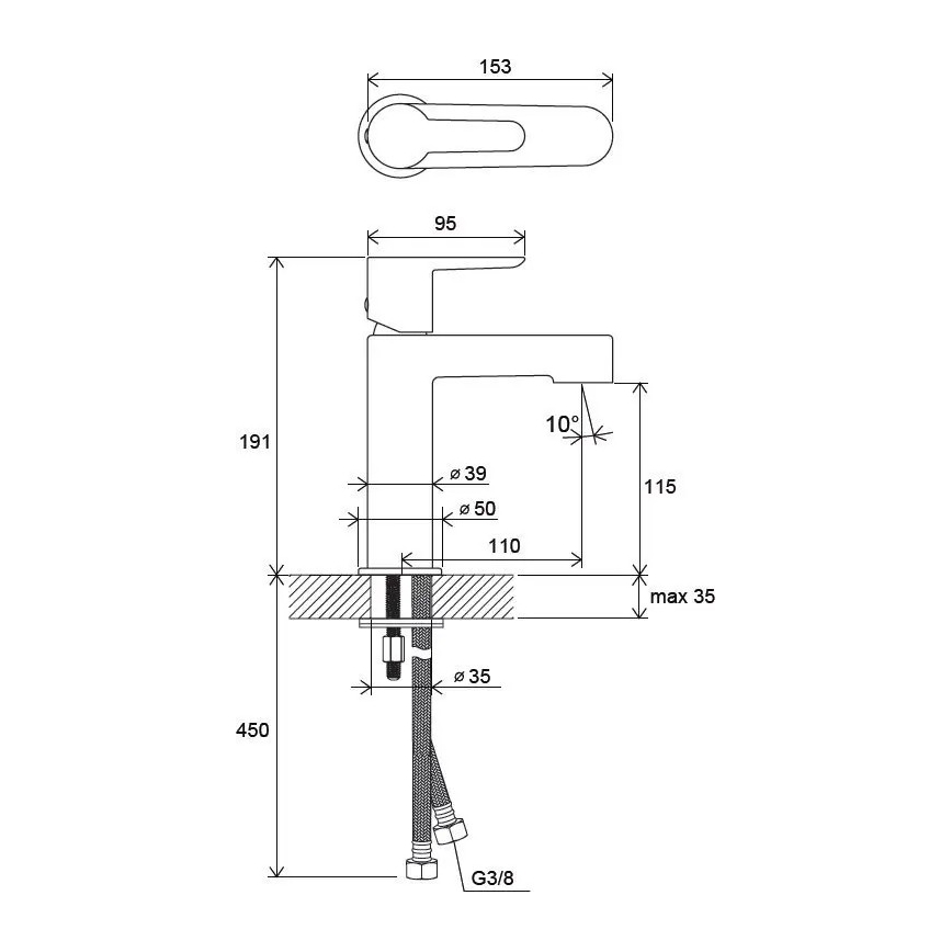 Ravak X070113 - Μπαταρία νιπτήρα PURI 19,1 cm γυαλιστερό χρώμιο
