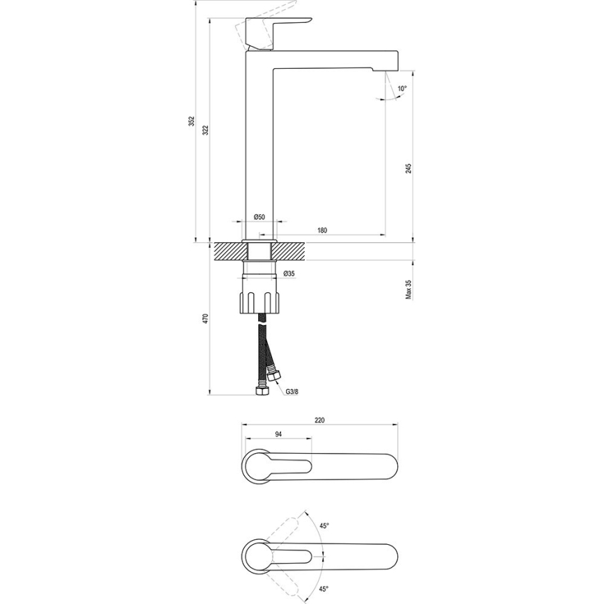 Ravak X070114 - Μπαταρία νιπτήρα PURI 32,2 εκ., γυαλιστερό χρώμιο