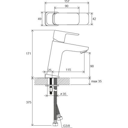 Ravak X070129 - Μπαταρία νιπτήρα FREE 17,1 cm γυαλισμένο χρώμιο