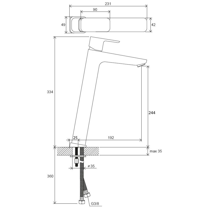 Ravak X070130 - Μπαταρία νιπτήρα FREE 33,4 cm γυαλιστερό χρώμιο